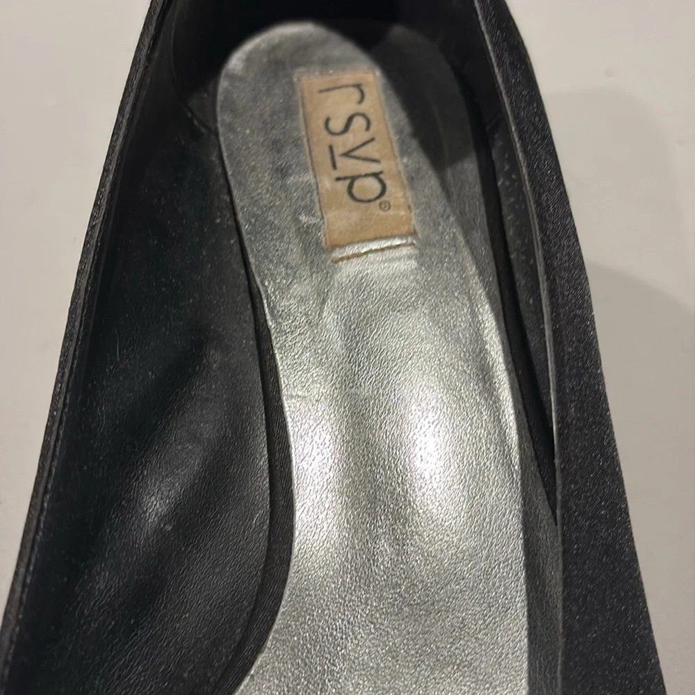 RSVP - Black Peep Toe Heels with Ruffle Detail. Size 11.